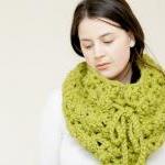 Crochet Cowl Cape - Lacey Crochet Cowl - Snood in Spring Green - The Porthcurnick